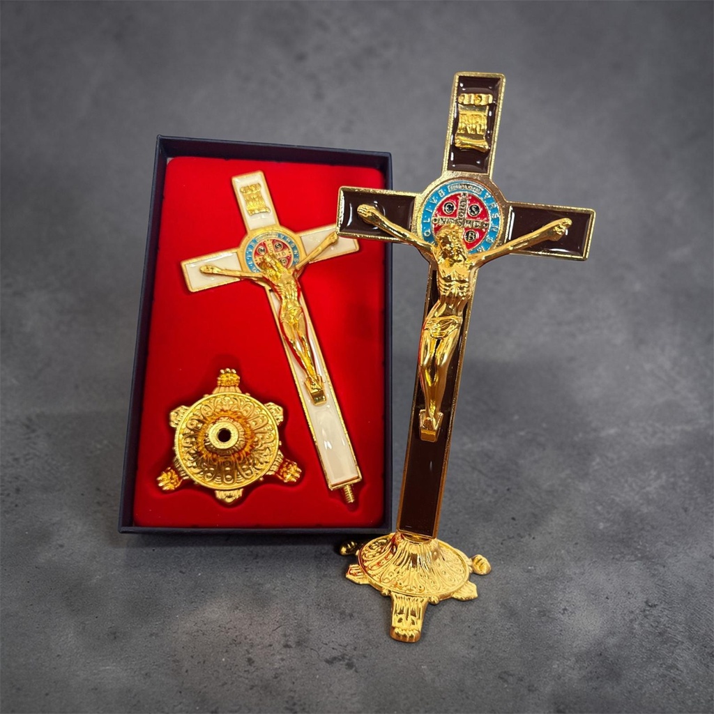 Golden Crucifix Statue