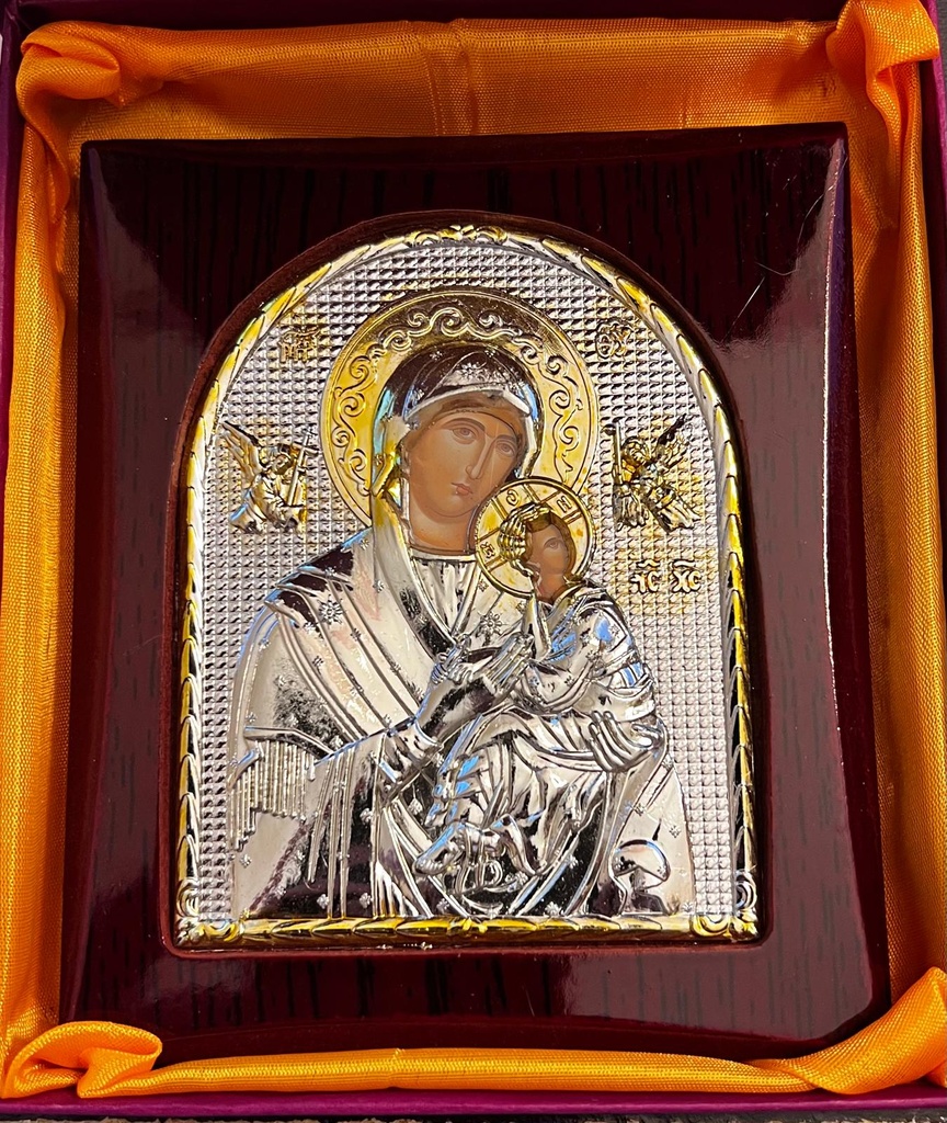 Silver-plated Icon for the Virgin Mary